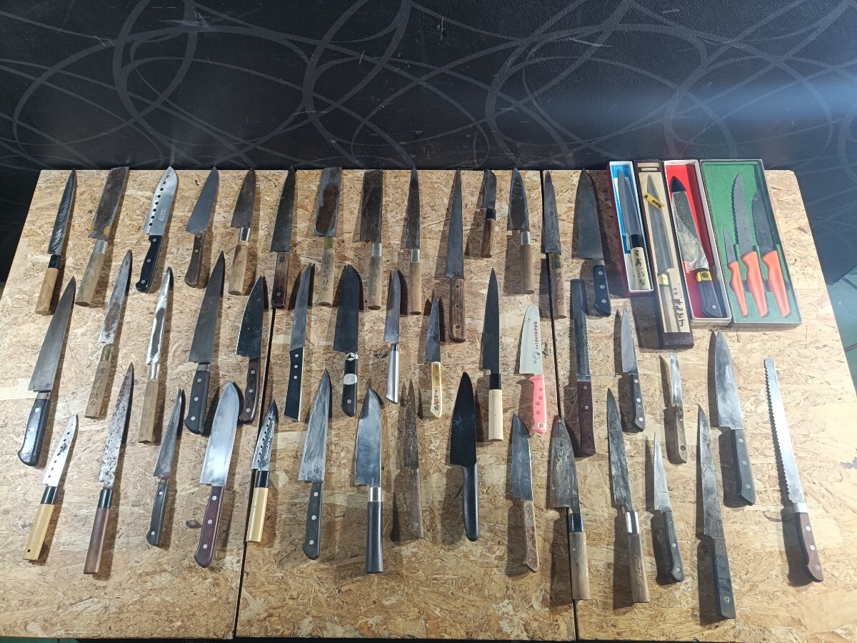(UI147)②大量 包丁 ナイフ 刃物 ５０本 まとめ 刺身包丁 和包丁 萬能包丁など 調(diào)理器具 在銘 現(xiàn)狀品