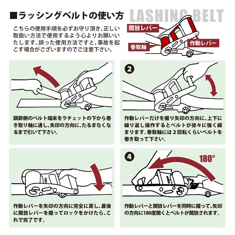 2セット ラッシングベルト 青色 レール 幅50mm 固定側1m 巻側3m ラチェット式 バックル式 工具 作業 運搬用ベルト 荷締め ブルー_画像5