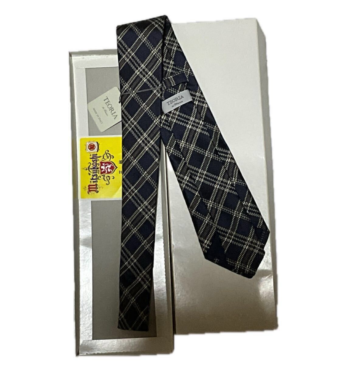 三越伊勢丹　ネクタイ　TEORIA / イタリア製　シルク100% 新品未使用_画像3