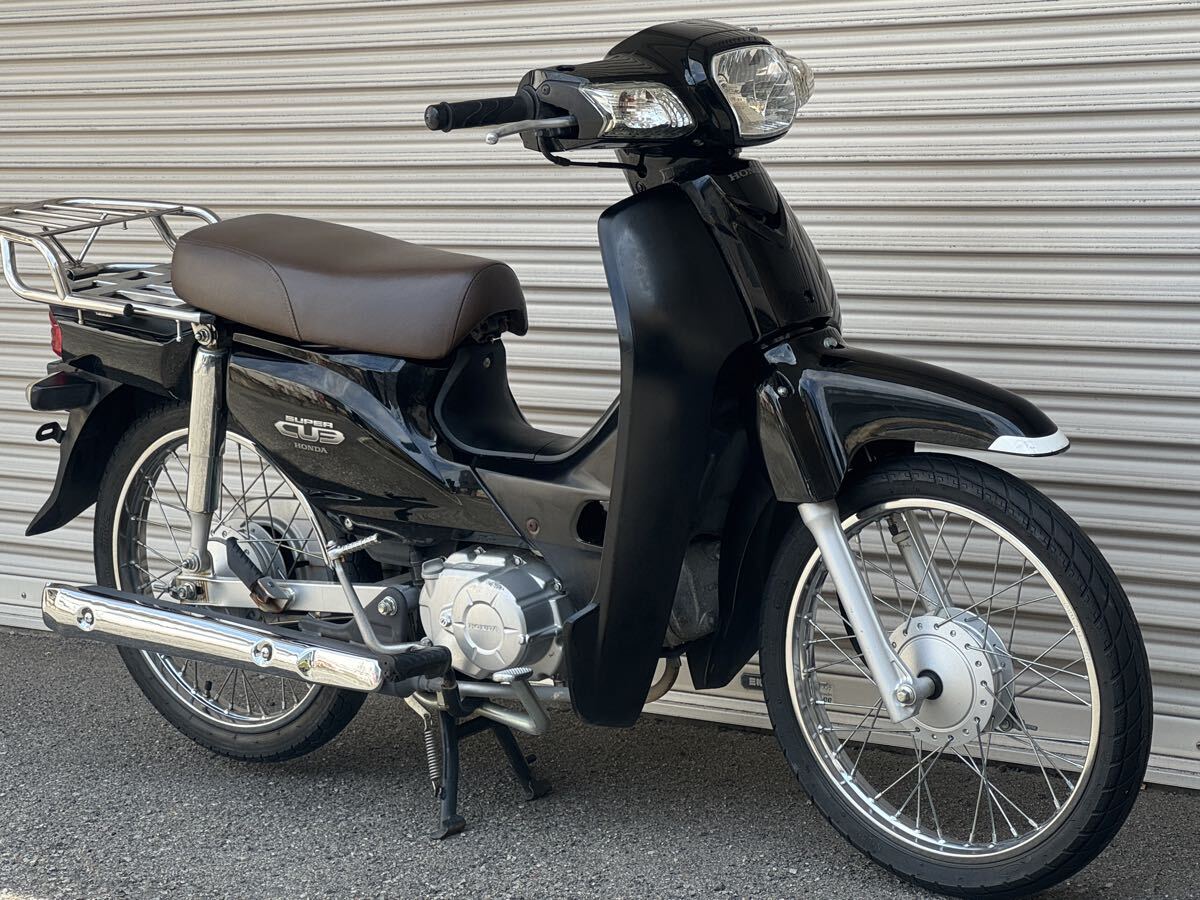 10000円より売り切り!! ホンダ スーパーカブ110 JA10 エンジン絶好調(diào) 黒色 ダブルシート キャリア追加！ ビジネスに通勤にツーリングに！