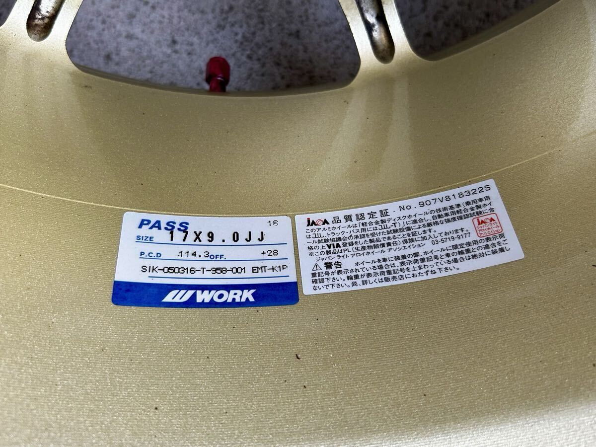 ★【 WORK EMOTION ワーク エモーション 】未走行 アルミホイール 9JJ 17インチ PCD114.3 OFF+28 5穴 USED 9J114.3 17×9.0JJ 215/45-17_画像10