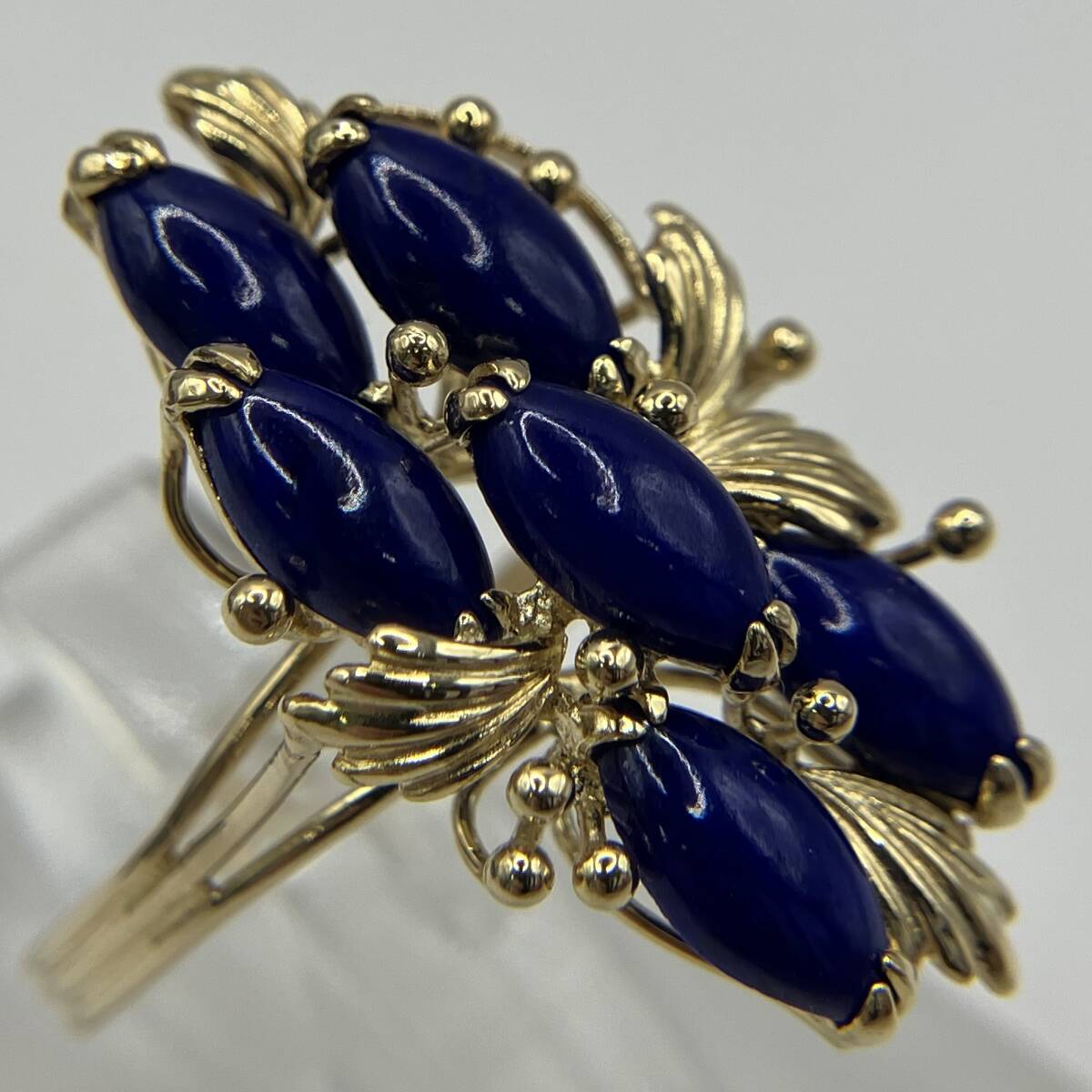 ソーティング付き K14 14金 ゴールド 天然ラピスラズリ 総重量3.3g リング 指輪_画像4