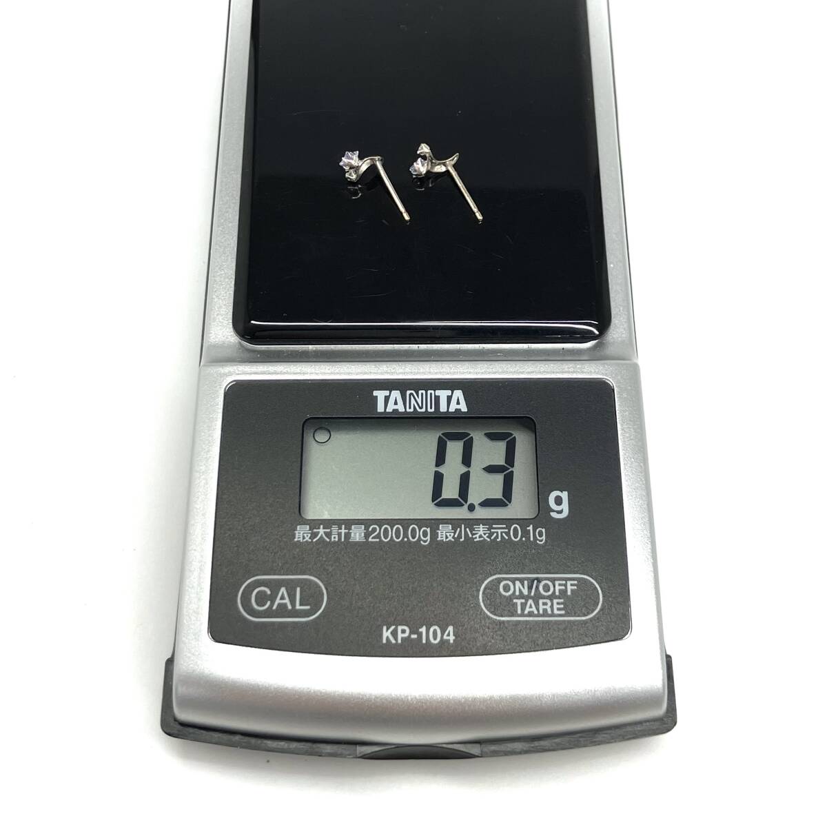 K14WG 約0.3g 月モチーフ カラーストーン 石付き スタッド ピアス ゴールド ホワイトゴールド 14金 レディース 品物のみ_画像8