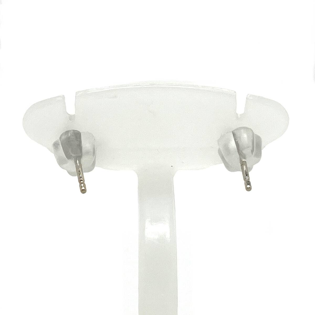 K14WG 約0.3g 月モチーフ カラーストーン 石付き スタッド ピアス ゴールド ホワイトゴールド 14金 レディース 品物のみ_画像3