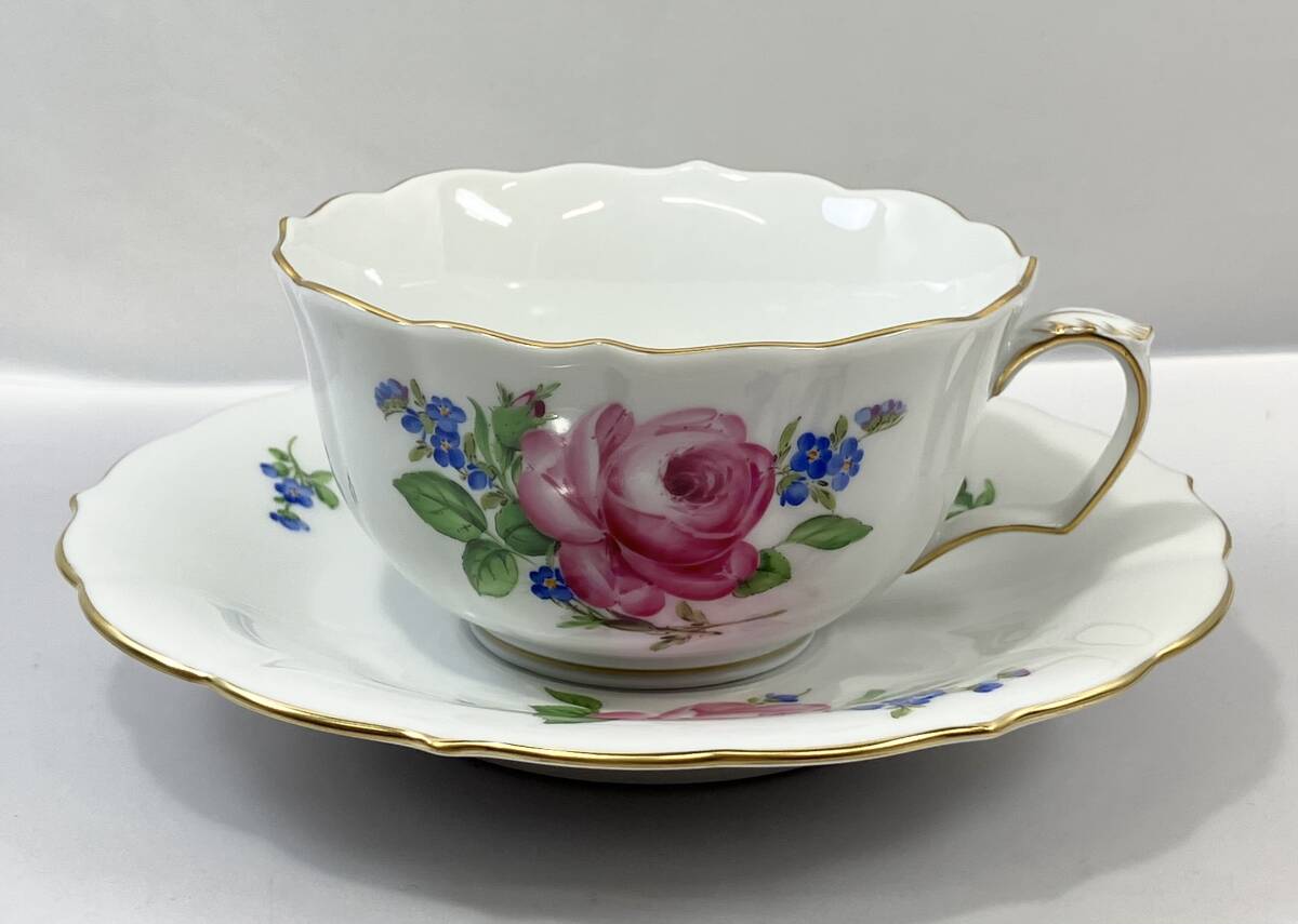 【BOX付】 MEISSEN マイセン カップ&ソーサー ピンクローズ 6客