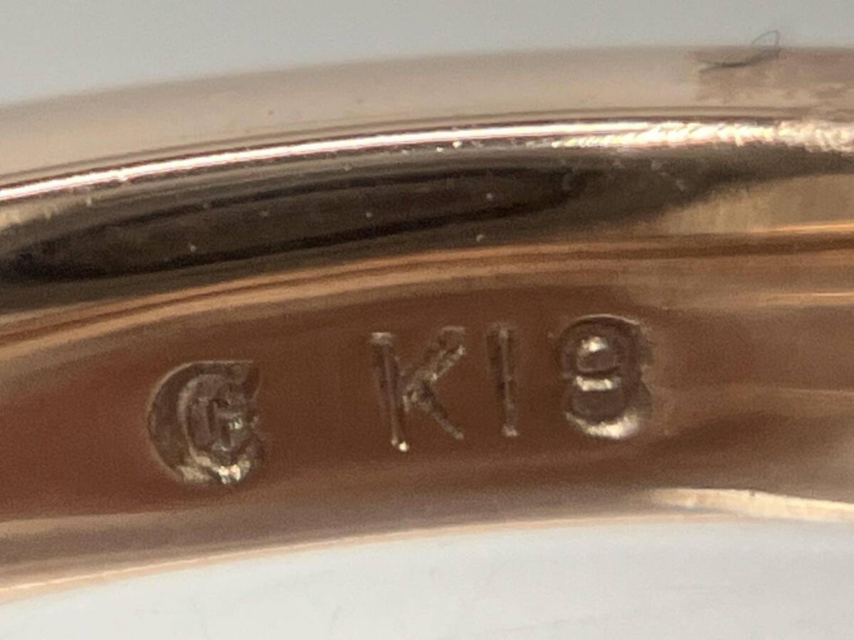 【新品仕上げ済】 K18 クリアストーン デザインリング 約11号 3.9g_画像5