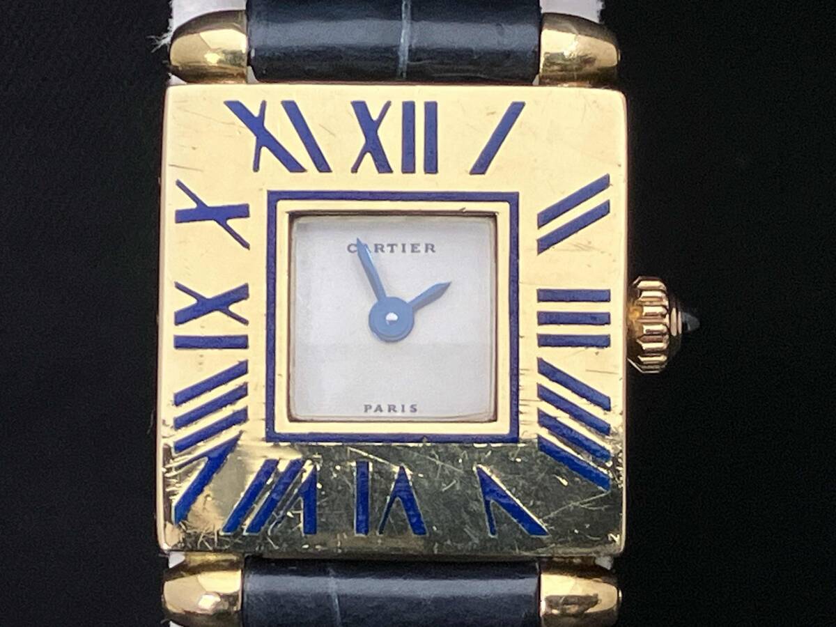 【稼動品】 Cartier カルティエ　カドランPM　QUADRANT LC PM 750刻印　腕時計　クオーツ_画像3