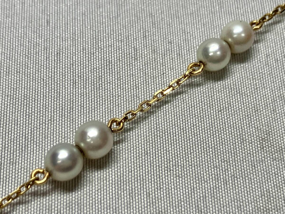 K18 ブレスレット 18cm 2.7g 幅0.1-0.4cm 石付 小豆チェーン 引き輪_画像8