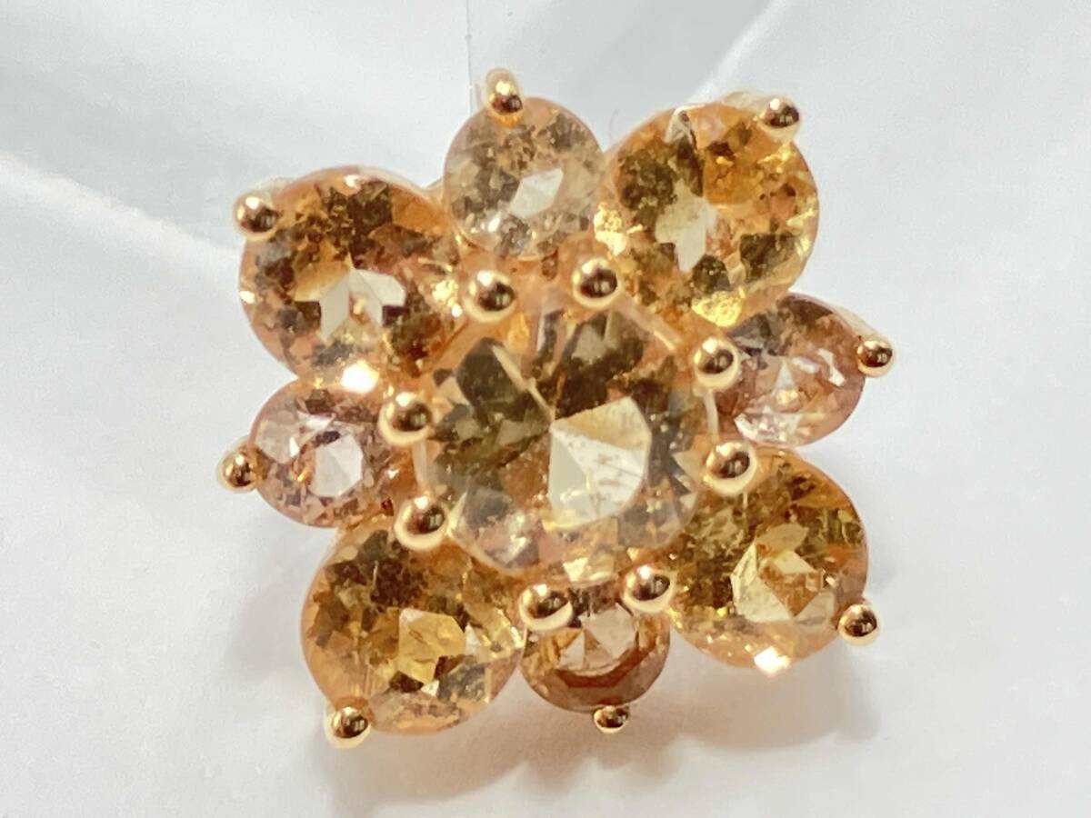 鑑別書付き☆K18／トップ／トパーズ1.31ct／フラワーモチーフ／1.7g_画像1