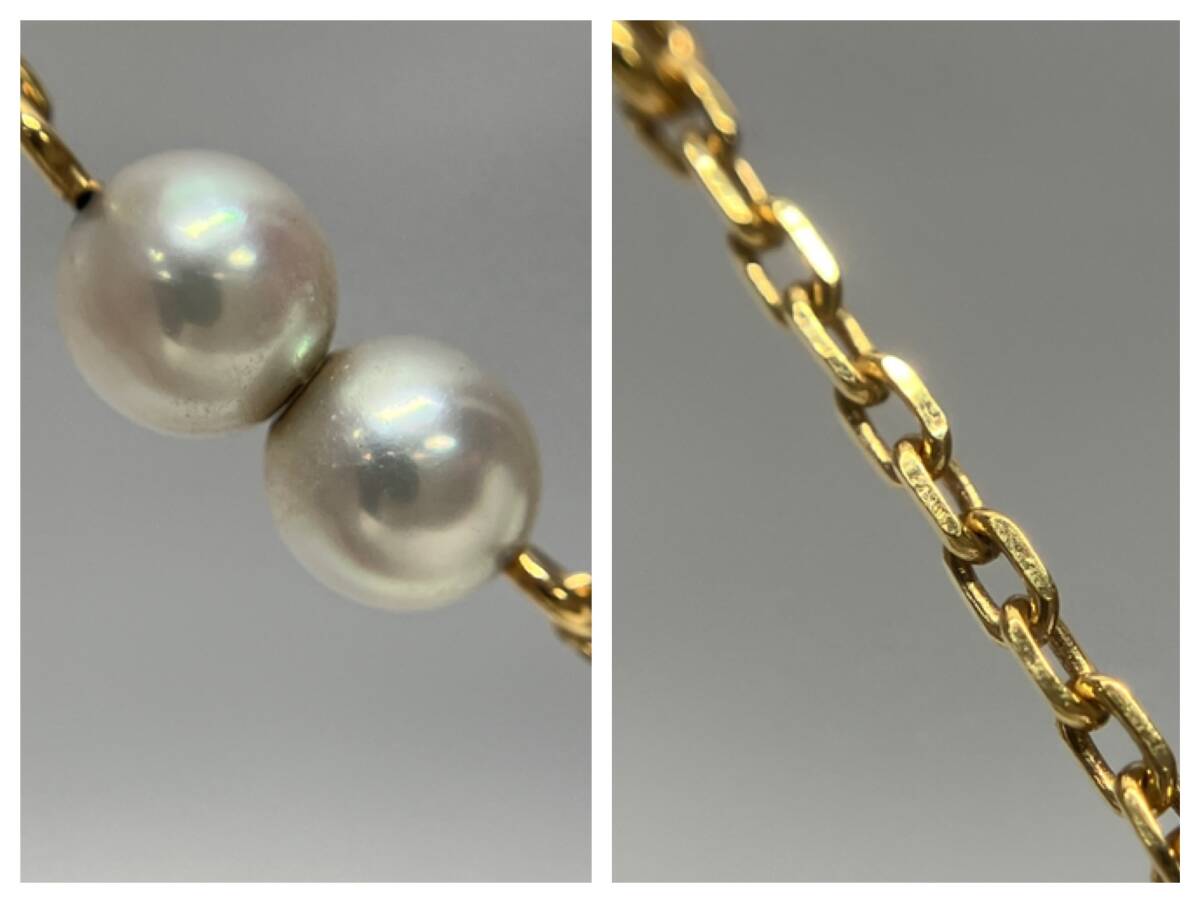 K18 ブレスレット 18cm 2.7g 幅0.1-0.4cm 石付 小豆チェーン 引き輪_画像7