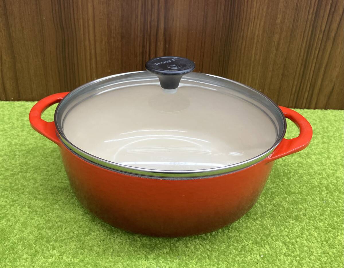 LECREUSETru* Crew ze литье сигнал low кастрюля стекло крышка 20cm оттенок красного кастрюля с двумя ручками сигнал low кастрюля с ящиком Франция кухонная утварь кухня 