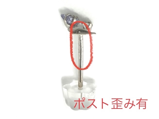 K14WG 約0.3g 月モチーフ カラーストーン 石付き スタッド ピアス ゴールド ホワイトゴールド 14金 レディース 品物のみ_画像6