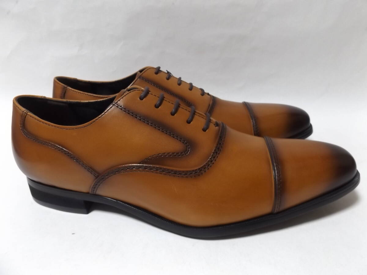 靴25.5cm ライトブラウン PR4061lbr-255 ペリーコレクション PERRY COLLECTION 現品処分18,700円 幅広3E 内羽式 ストレートチップ_画像6