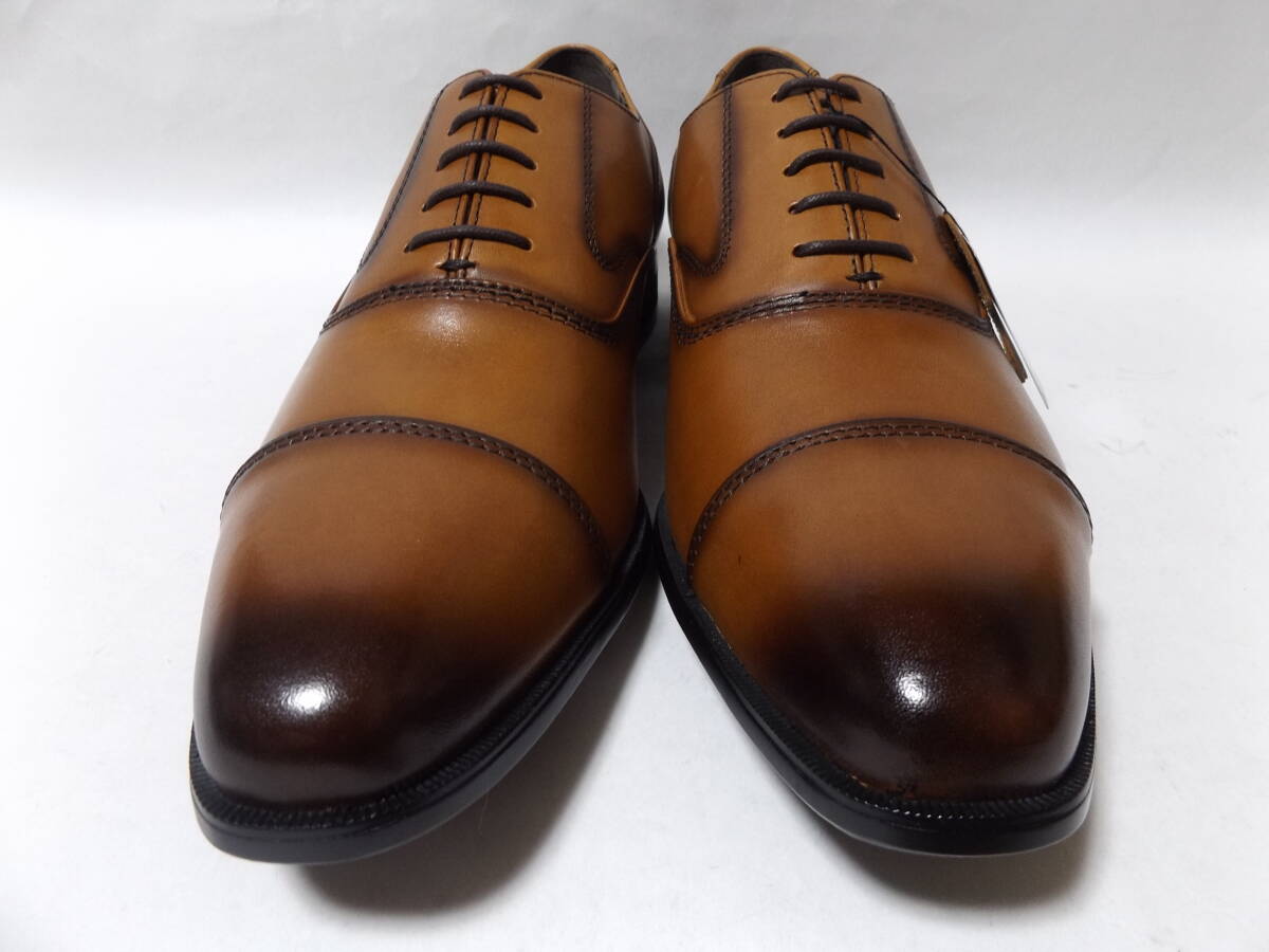 靴25.5cm ライトブラウン PR4061lbr-255 ペリーコレクション PERRY COLLECTION 現品処分18,700円 幅広3E 内羽式 ストレートチップ_画像4