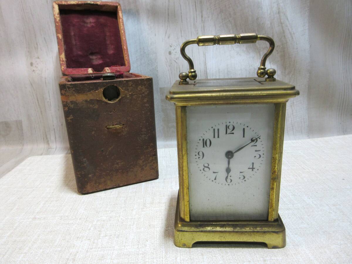 アンティーク 置時計/中古品/レトロ/箱付き/キャリッジロック/枕時計/手巻き