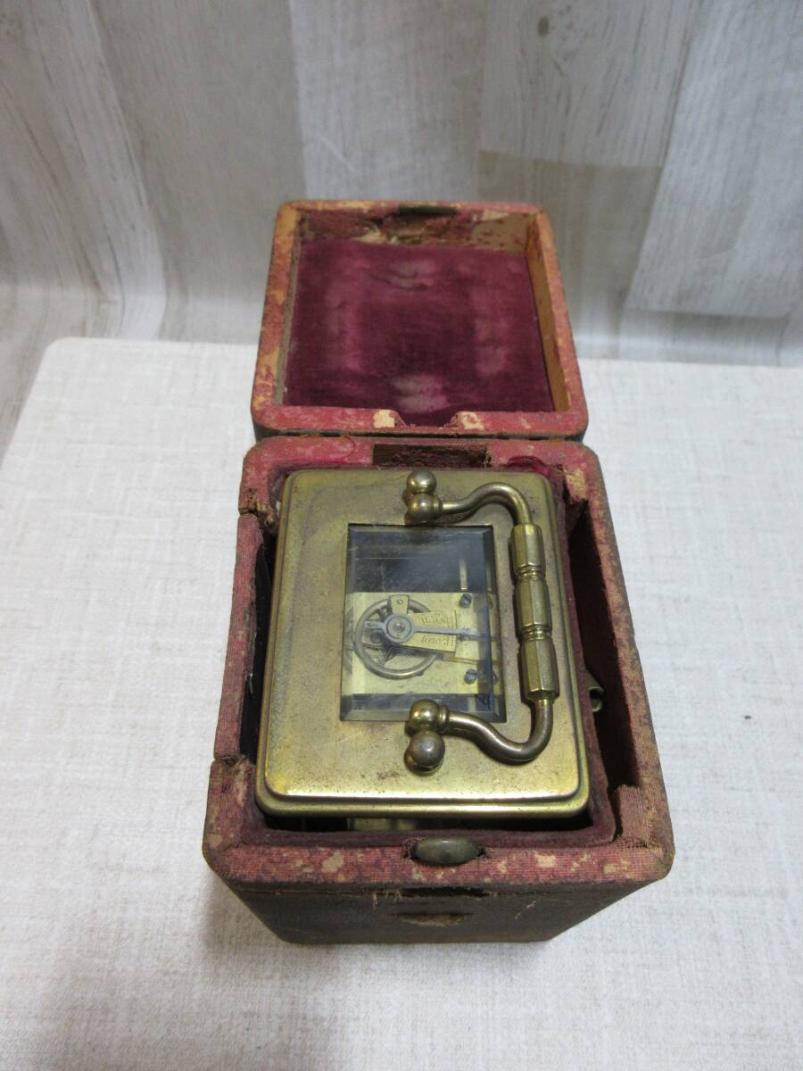 アンティーク 置時計/中古品/レトロ/箱付き/キャリッジロック/枕時計/手巻き