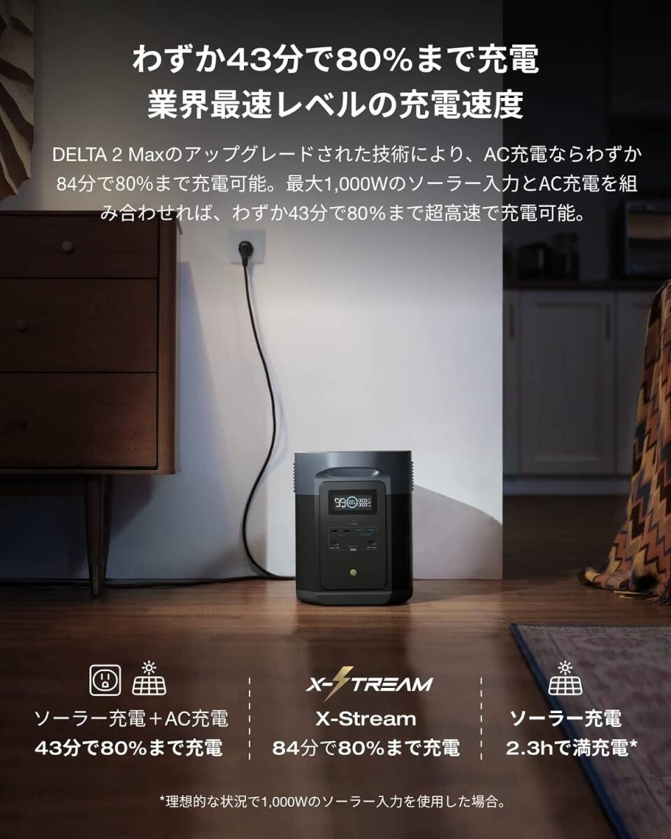 【新品】EcoFlow ポータブル電源 DELTA2Max 大容量2048Wh AC出力2000W(最大2400W) アプリ遠隔操作 長寿命10年 エコフロー デルタ2マックス_画像4