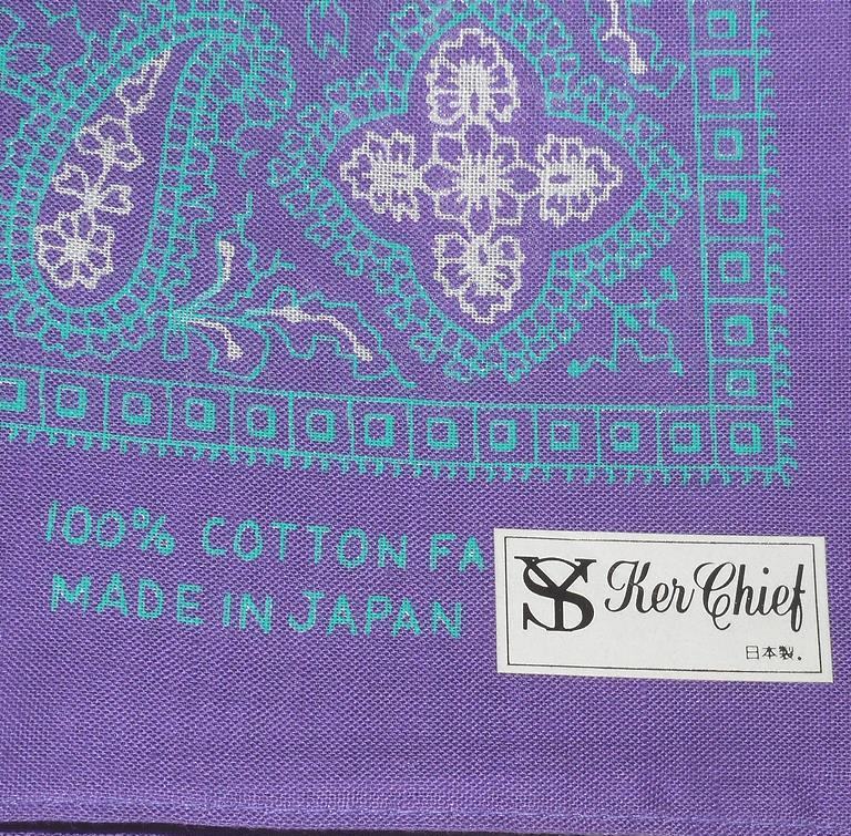 未使用品■日本製■エキゾチック・ペイズリー※ バンダナ ※神秘の癒し系 藤色バイオレット・パープル◆コンパス生地 綿100％：52×53cm_画像4