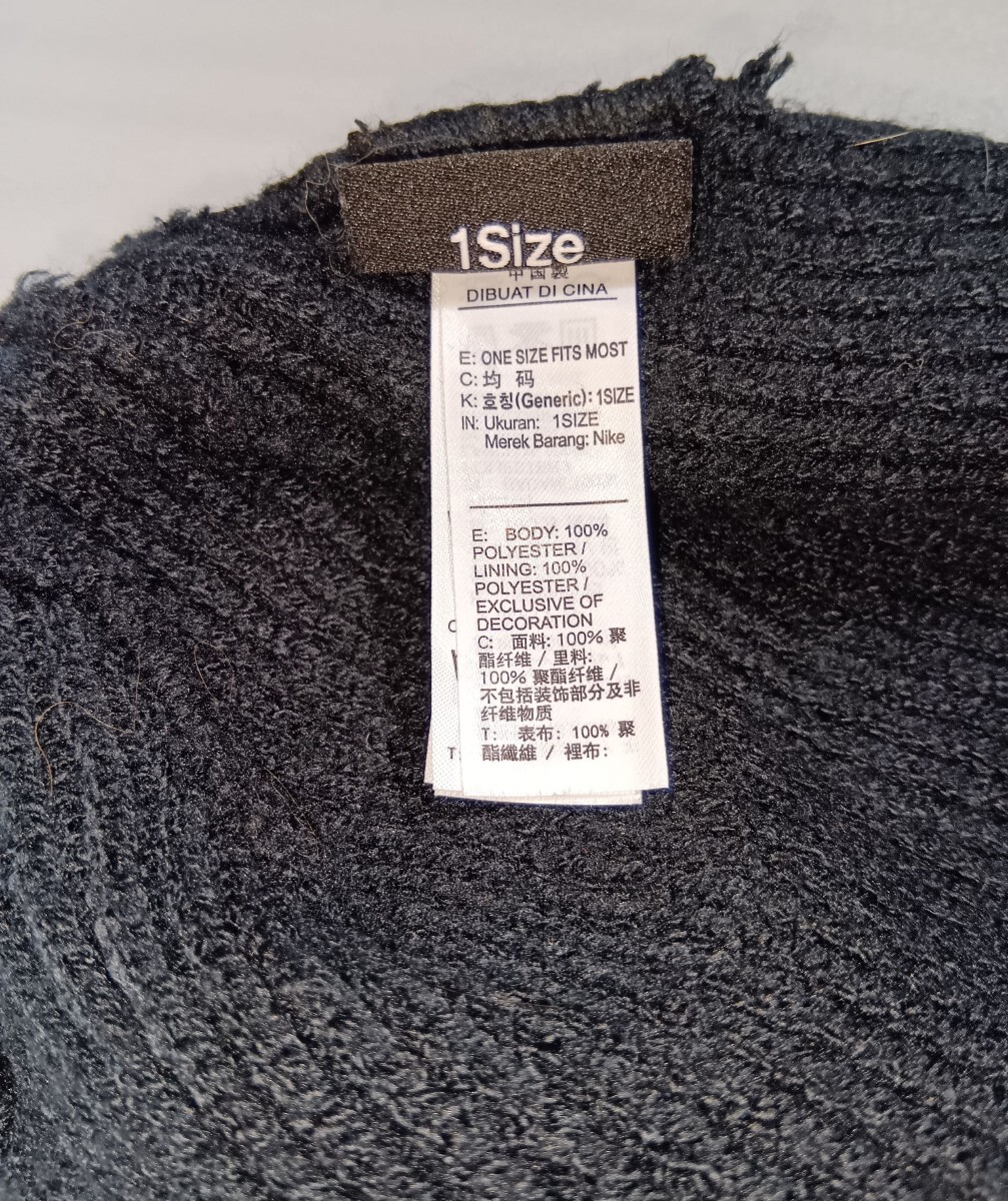 ☆NIKE 1Size OSFМ 57cm位黒色タブのみキャップ帽子ニットぼうしスポーツ ファッション アウトドア2重生地ウェア ナイキ BETTER WORLD.COM_画像3