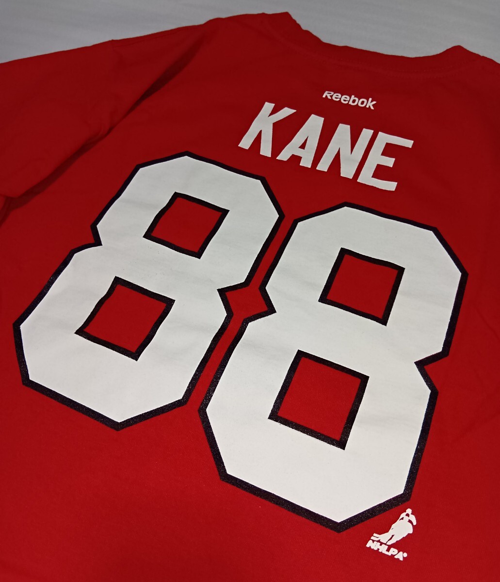 ☆Reebok サイズXL 半袖Tシャツ 赤色レッド紅カラフルNHLイラストBIGバック88プリントKANEティー白スポーツLLファッションTEE リーボック☆_画像9