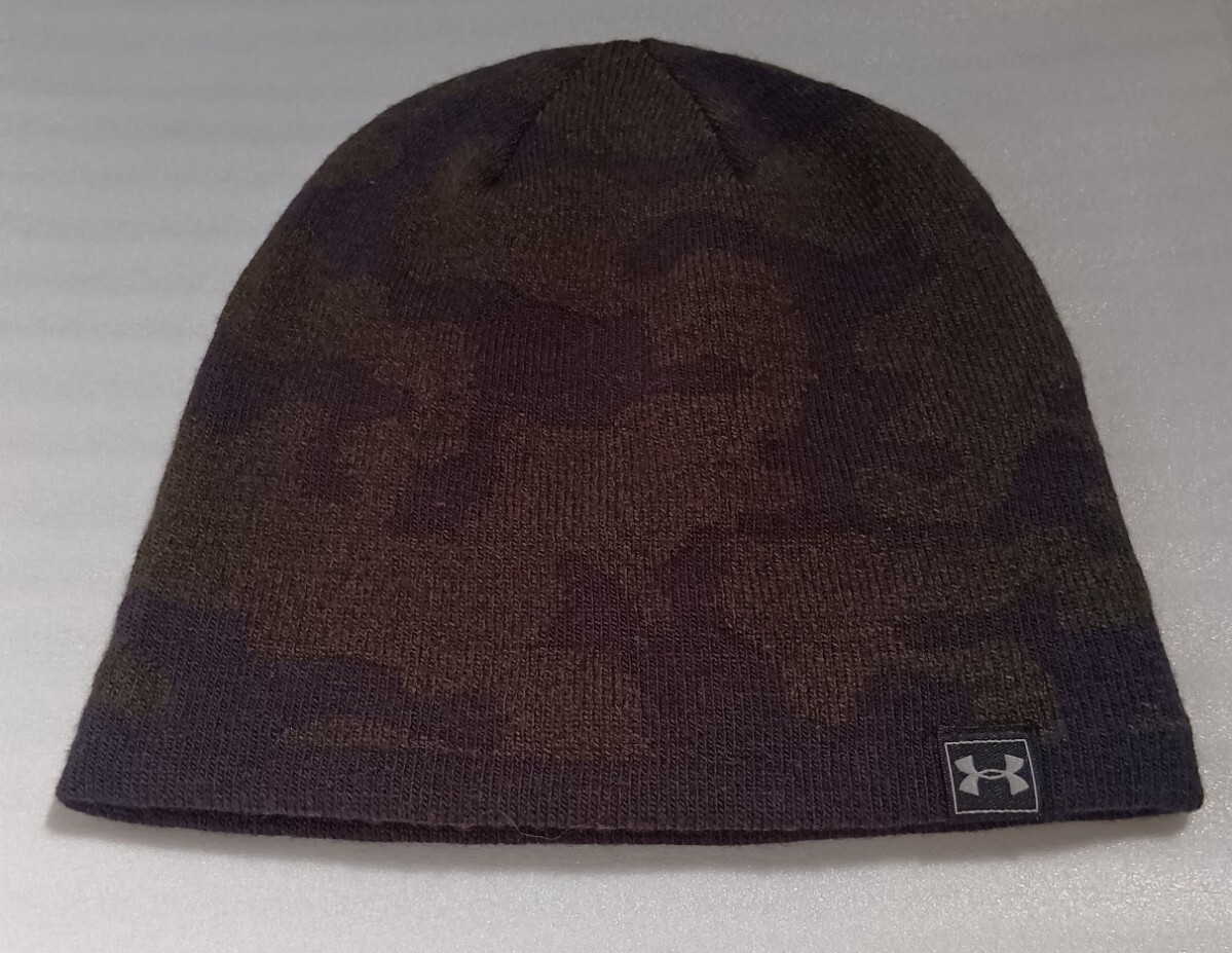 ☆UNDER ARMOUR キャップ帽子 ニットぼうしミリタリー系コンバット迷彩柄ブラック黒色スポーツ緑アウトドア ファッション アンダーアーマー_画像1