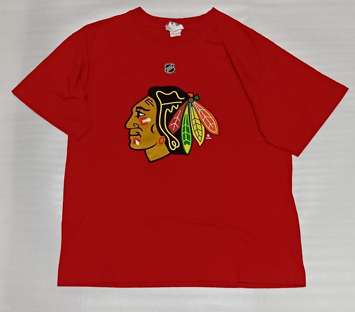 ☆Reebok サイズXL 半袖Tシャツ 赤色レッド紅カラフルNHLイラストBIGバック88プリントKANEティー白スポーツLLファッションTEE リーボック☆_画像1