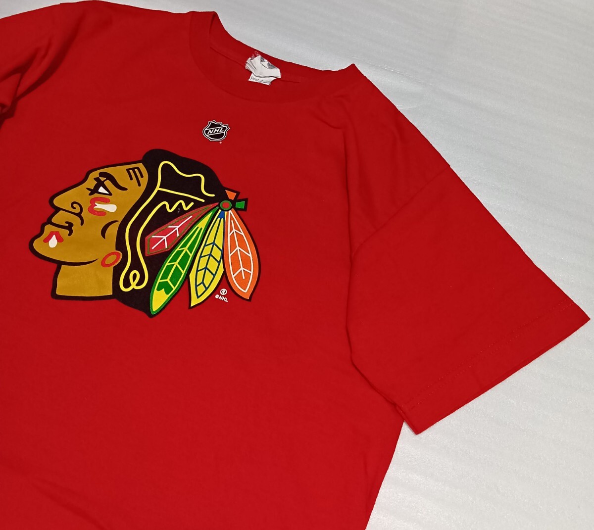 ☆Reebok サイズXL 半袖Tシャツ 赤色レッド紅カラフルNHLイラストBIGバック88プリントKANEティー白スポーツLLファッションTEE リーボック☆_画像5