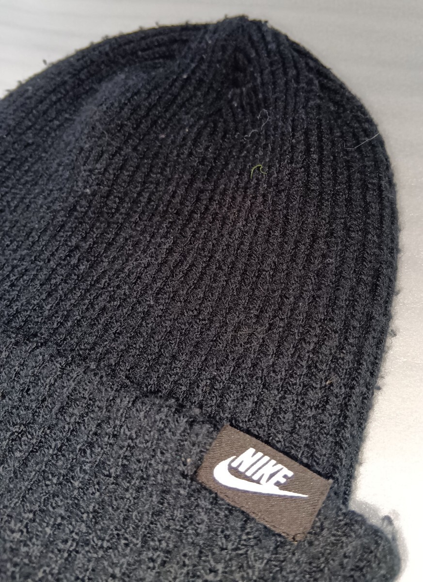 ☆NIKE 1Size OSFМ 57cm位黒色タブのみキャップ帽子ニットぼうしスポーツ ファッション アウトドア2重生地ウェア ナイキ BETTER WORLD.COM_画像6