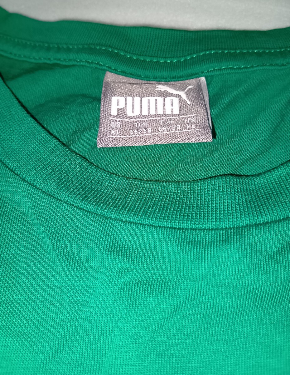 ☆PUMA.com サイズXL(56/58)半袖Tシャツ 緑色グリーン黒タブ洗濯済スポーツ スタイルCOTTONファッション ティー FOREVER BETTER TEE プーマ_画像2