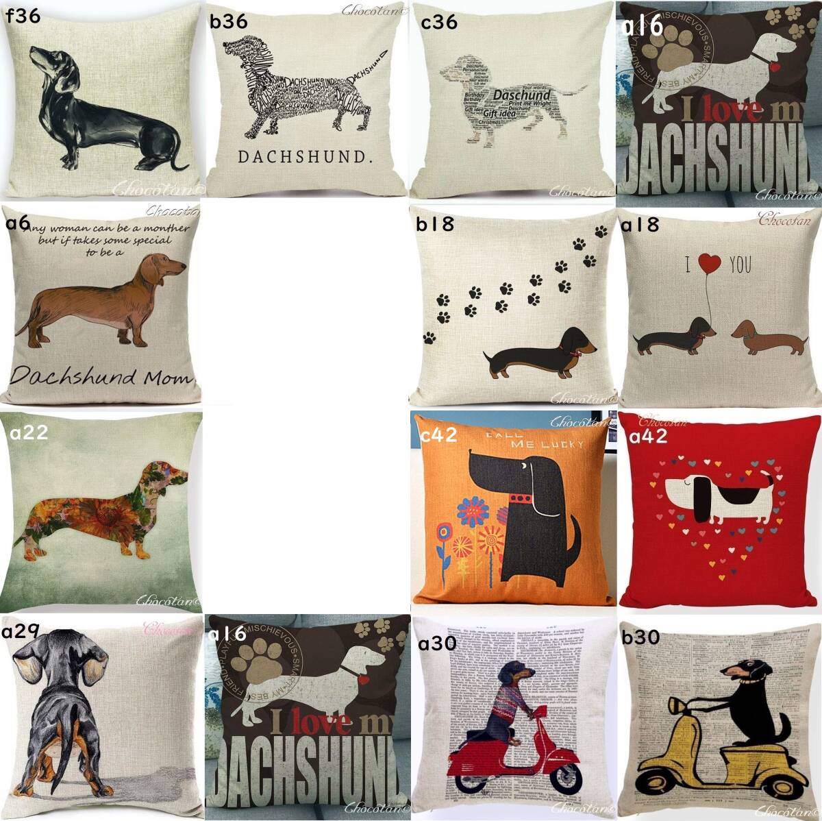 【送料無料】ダックスフンド a3 コットンリネン 45x45cm クッションカバー【新品】_画像5