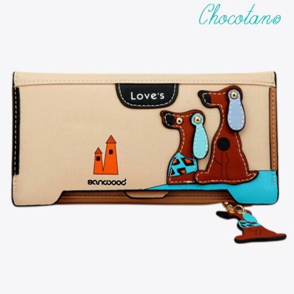 【送料無料】ドッグ チャーム 長財布 ベージュ【新品】_画像1