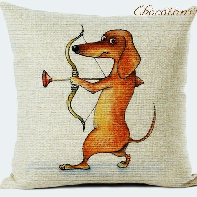 【送料無料】 ダックスフンド a42 RED 短足犬 クッションカバー【新品】_画像1