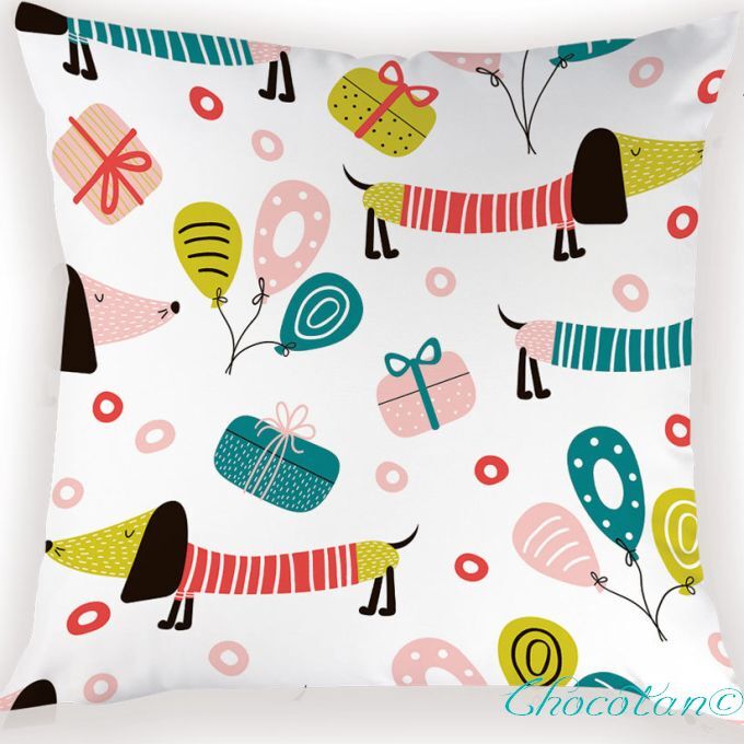 【送料無料】ダックスフンド P13 ポリエステル クッションカバー【新品】_画像1