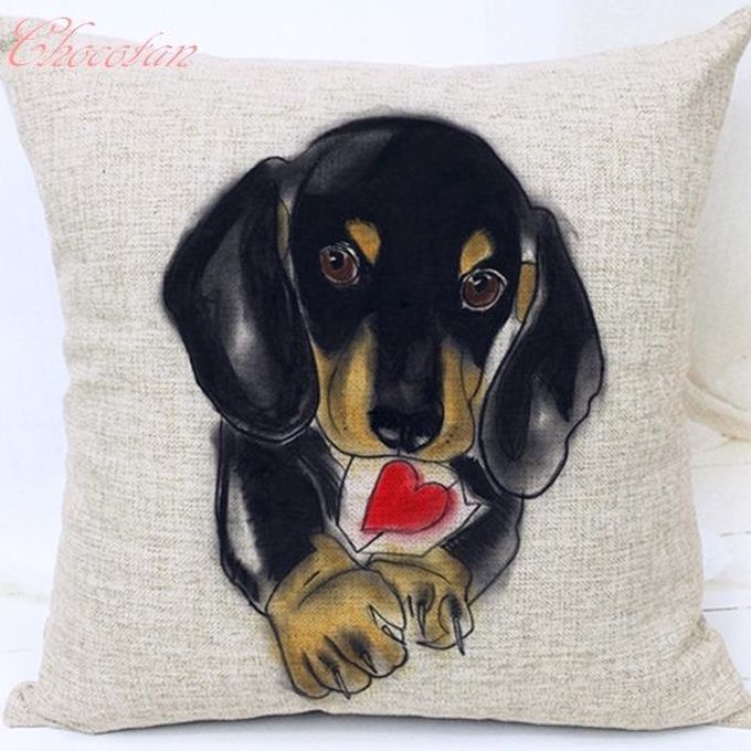 【送料無料】ダックスフンド a3 コットンリネン 45x45cm クッションカバー【新品】_画像1