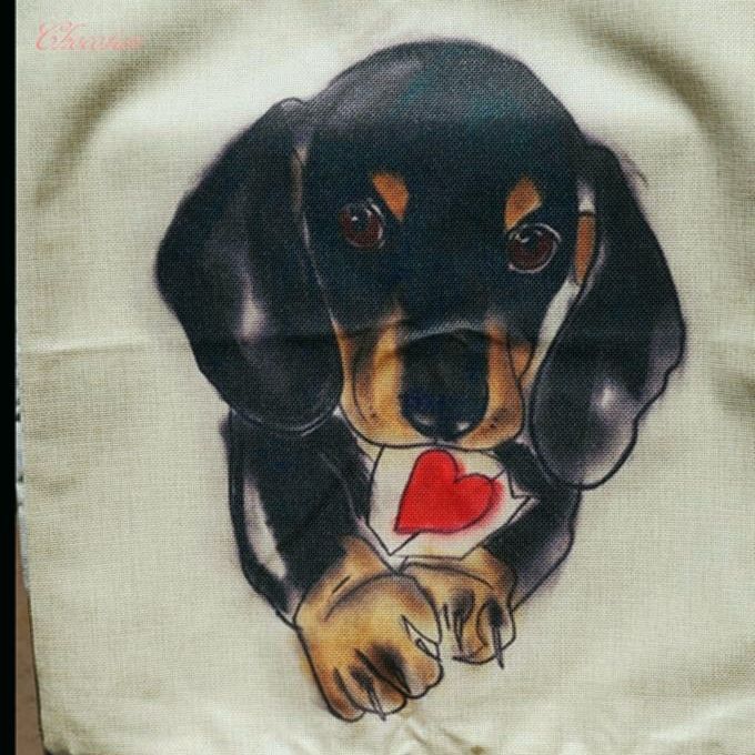 【送料無料】ダックスフンド a3 コットンリネン 45x45cm クッションカバー【新品】_画像2