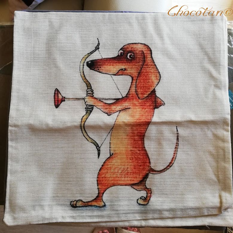 【送料無料】 ダックスフンド a42 RED 短足犬 クッションカバー【新品】_画像2