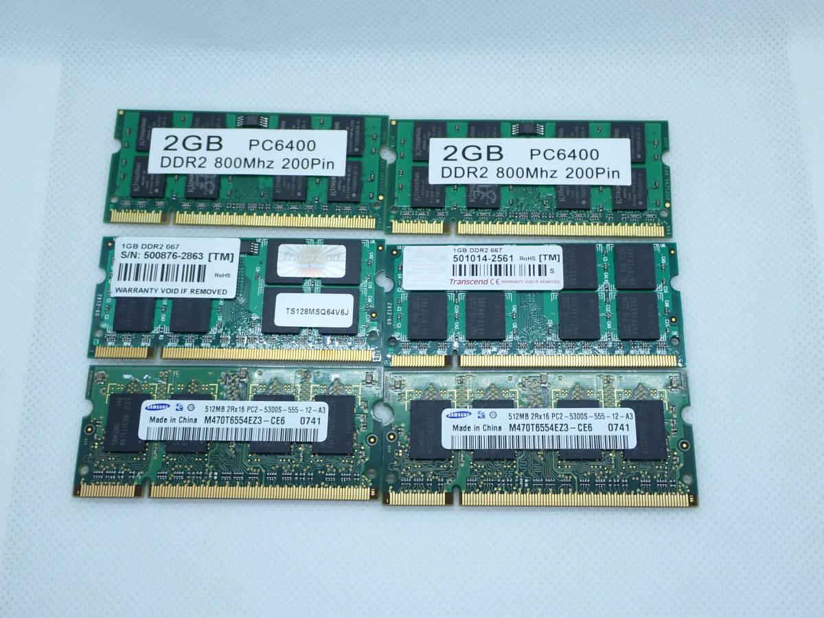 DDR2 SDRAM 6枚まとめて（2G?x2,1Gx2,512Mx2) ジャンク扱いで　B5