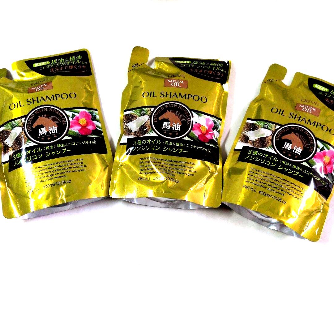 馬油DEVE オイルシャンプー 400ml 3種のオイル配合　3個組_画像1