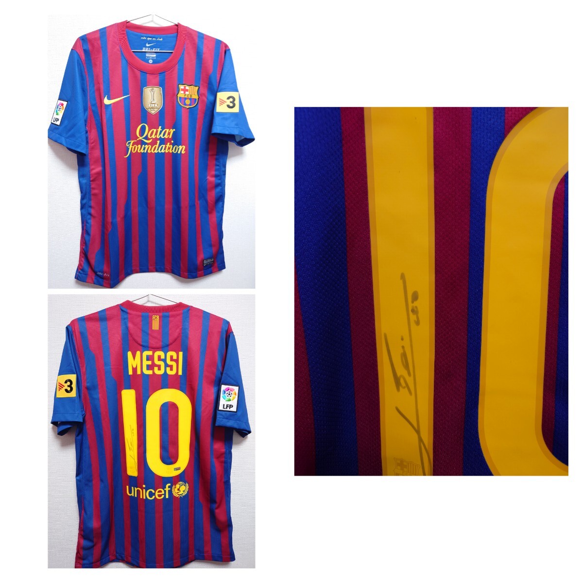 正規(guī)品　NIKE　2011?2012　FC Barcelona BBM社制　リオネル?メッシ　直筆サイン入り　ユニフォーム　FC Barcelona　Lionel Messi