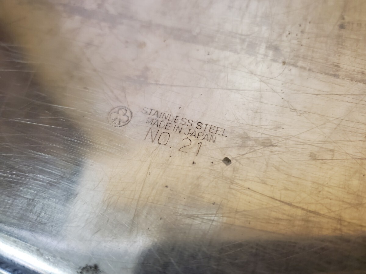 クローバー 角バット 2点 浅型バット ステンレス No.21日本製 厨房器具 幅39.5㎝×53.5㎝×高さ2㎝★S-42/02【ara】_画像4