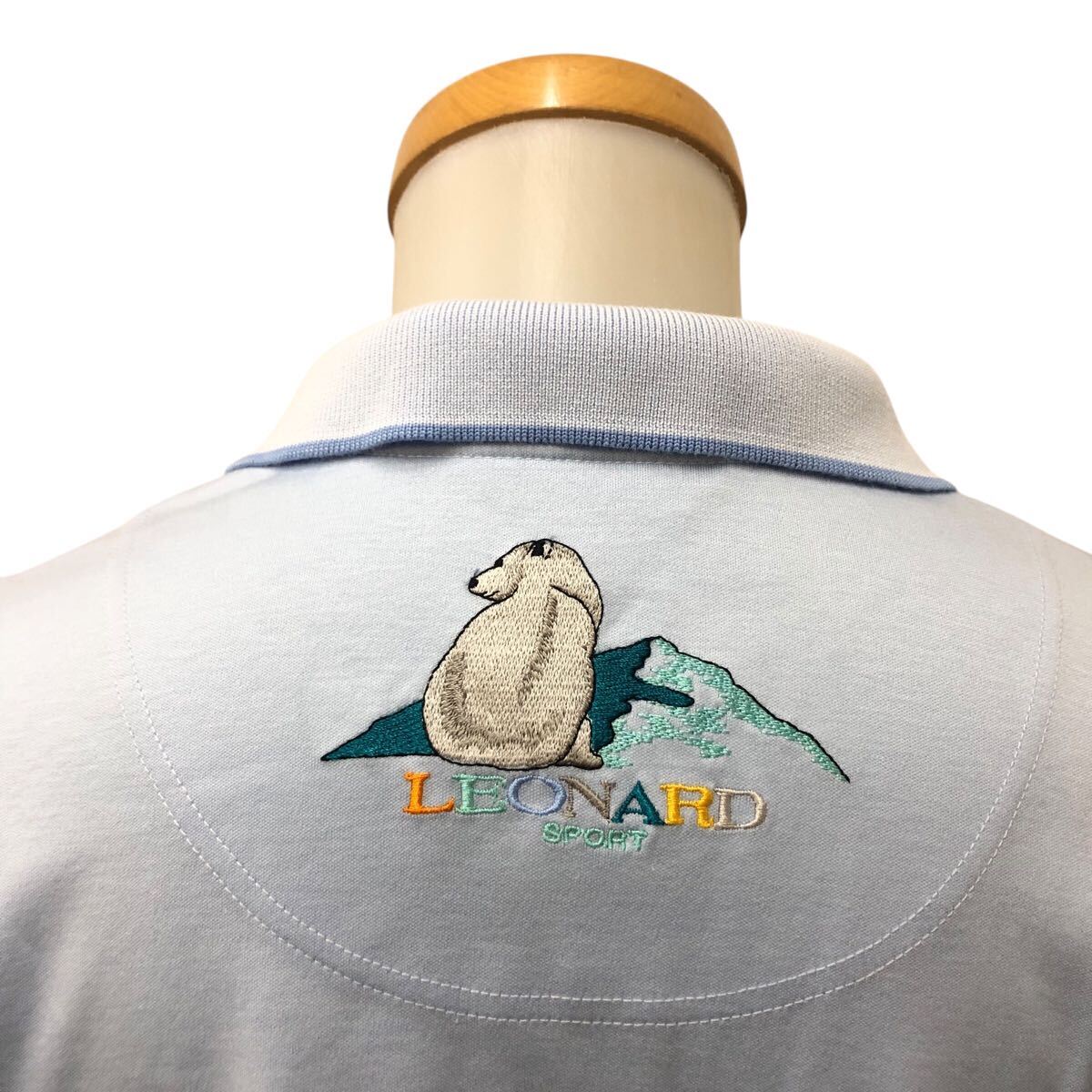 9K336-60 LEONARD レオナール SPORT スポーツ 長袖 ポロシャツ トップス 熊 刺繍 ブルー系 レディース 女性用 L_画像5