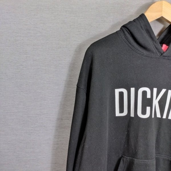 I535 Dickies ディッキーズ パーカー プルオーバー カジュアル シンプル カレッジ ロゴ 秋冬 ポリエステル 綿 ブラック系 メンズ サイズ LL_画像3