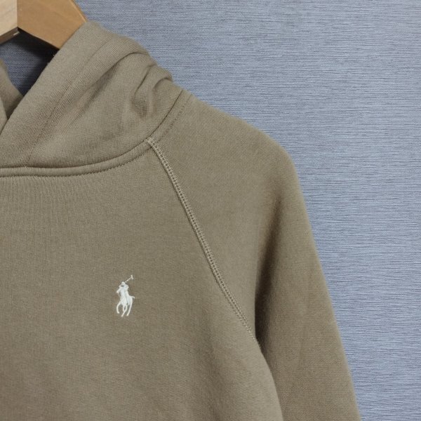I774 POLO RALPH LAUREN ポロ ラルフローレン プルオーバー パーカー スウェット 裏起毛 ワンポイント ロゴ ポニー 刺繍 ベージュ系 S_画像4