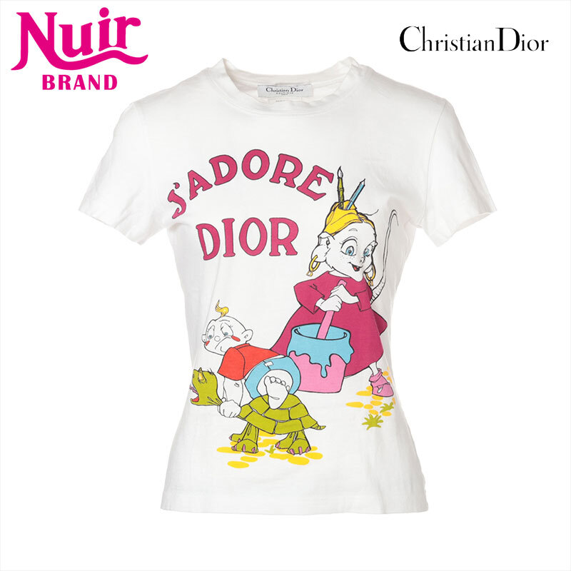 クリスチャンディオール Christian Dior 半袖Ｔシャツ ジャドール プリント コットン Size:38 ホワイト
