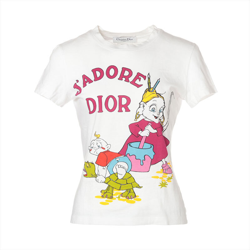 クリスチャンディオール Christian Dior 半袖Ｔシャツ ジャドール プリント コットン Size:38 ホワイト
