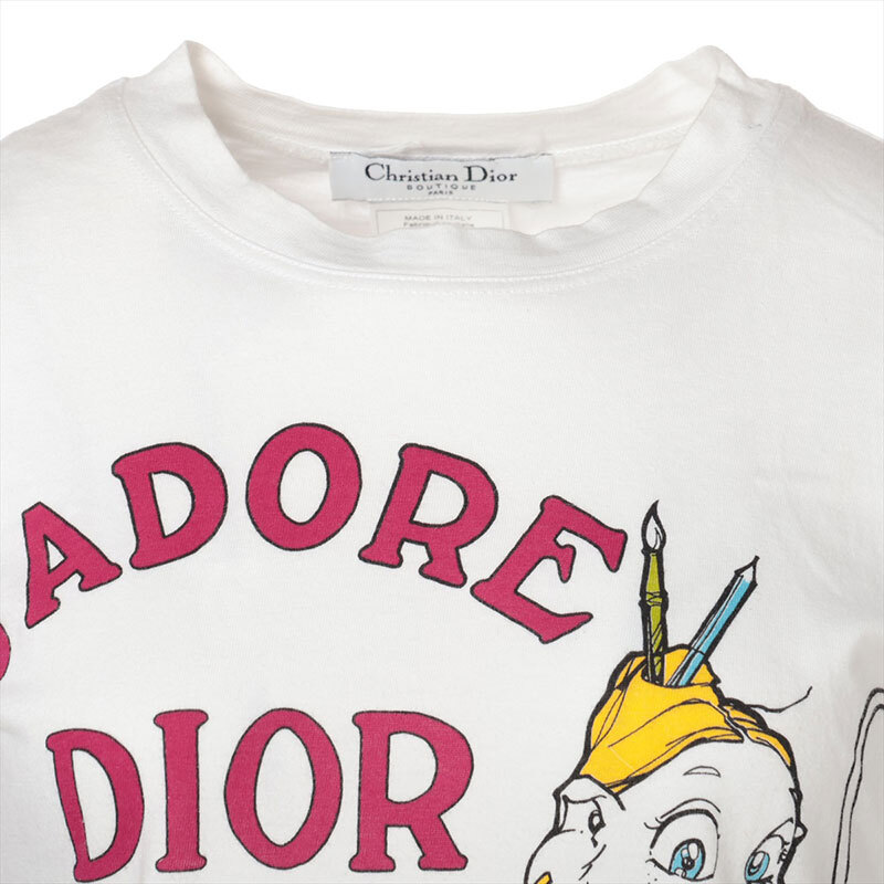 クリスチャンディオール Christian Dior 半袖Ｔシャツ ジャドール プリント コットン Size:38 ホワイト