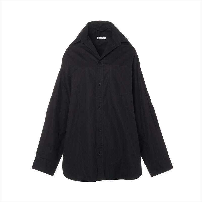 バレンシアガ BALENCIAGA 長袖シャツ Size:L コットン バックロゴ Lifted Collar Shirt 22AW ブラック_画像2