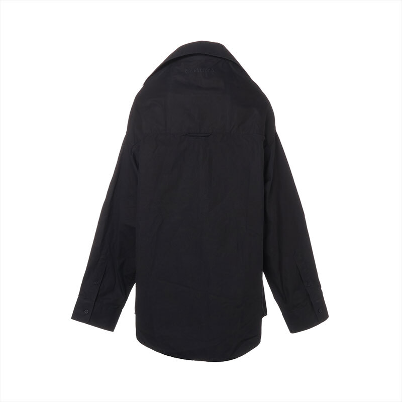バレンシアガ BALENCIAGA 長袖シャツ Size:L コットン バックロゴ Lifted Collar Shirt 22AW ブラック_画像3
