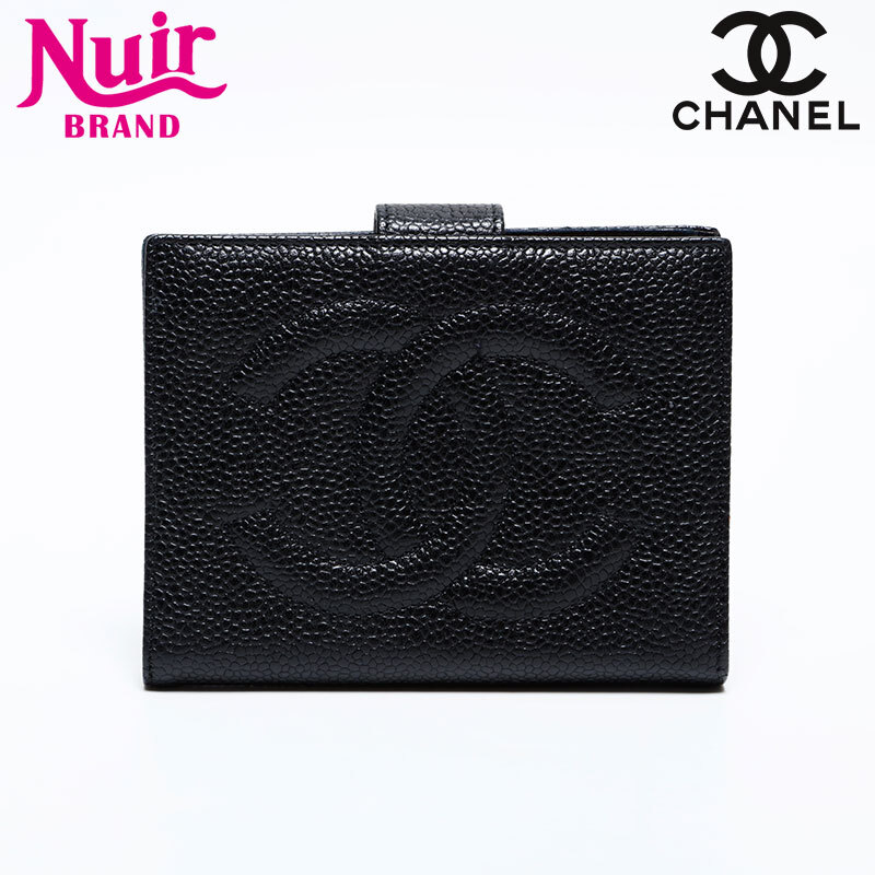 シャネル CHANEL 二つ折り財(cái)布 4番臺(tái) 1996-1997 キャビア ココマーク ブラック
