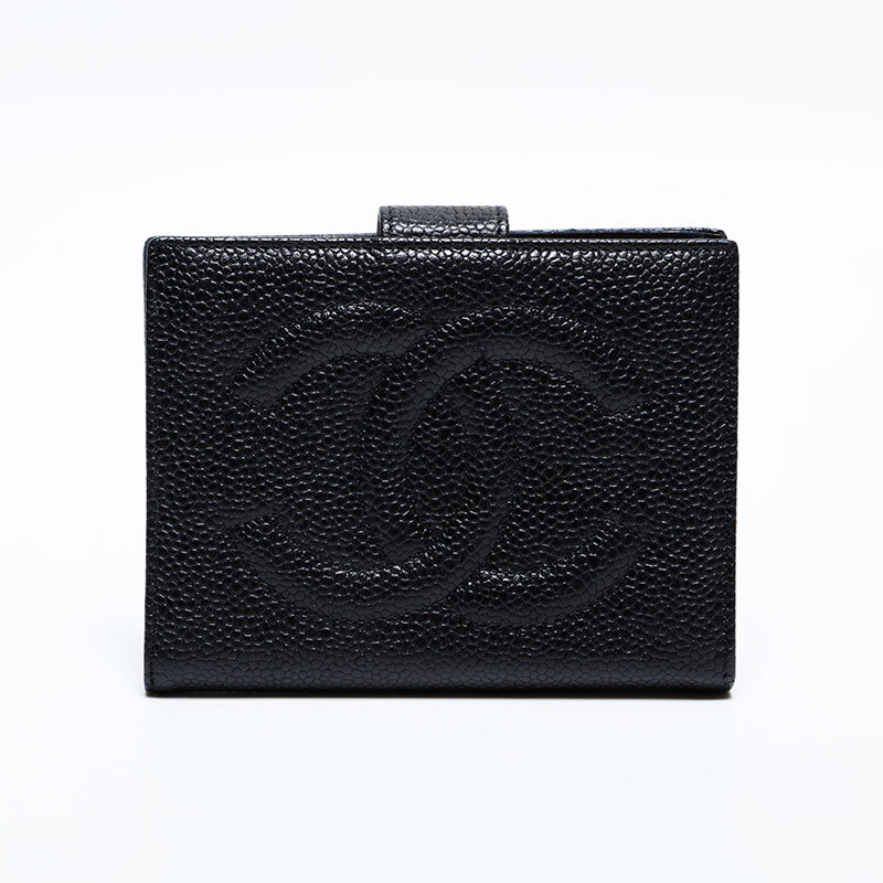 シャネル CHANEL 二つ折り財(cái)布 4番臺(tái) 1996-1997 キャビア ココマーク ブラック